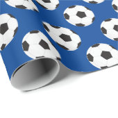 サッカーボールパターンブルー ラッピングペーパー (ロールコーナー)