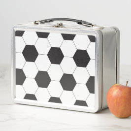 サッカーボールパターン新学期 メタルランチボックス