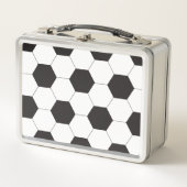 サッカーボールパターン新学期 メタルランチボックス (正面)