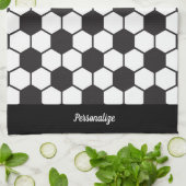 サッカーボールパターン白黒デザインパーソナライズ キッチンタオル (折り畳み)