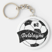 サッカーボールパーソナライズされたの名前と番号 キーホルダー (正面)