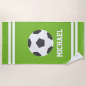 サッカーボールパーソナライズされたキッズ ビーチタオル (正面)