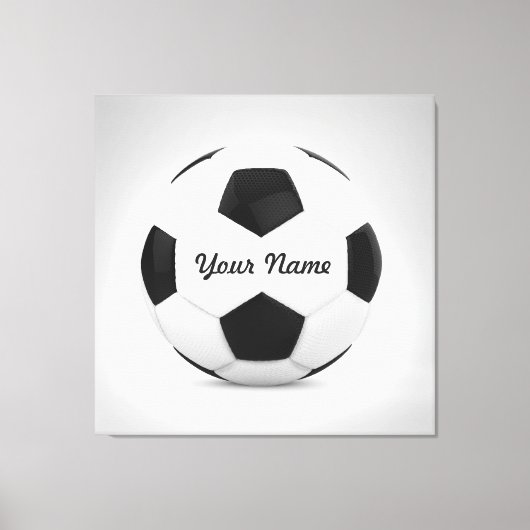 サッカーボールパーソナライズされた名 キャンバスプリント (正面)