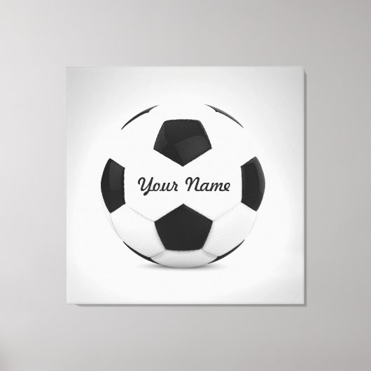 サッカーボールパーソナライズされた名 キャンバスプリント (正面)