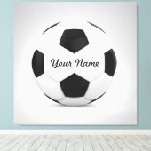 サッカーボールパーソナライズされた名 キャンバスプリント (インサイチュ (ウッドフロア))