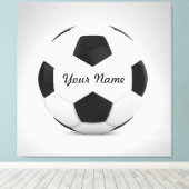 サッカーボールパーソナライズされた名 キャンバスプリント (インサイチュ (ウッドフロア))