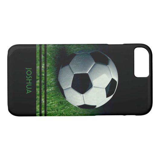 サッカーボールパーソナライズされた名 |サッカー Case-Mate iPhoneケース (裏面(横))