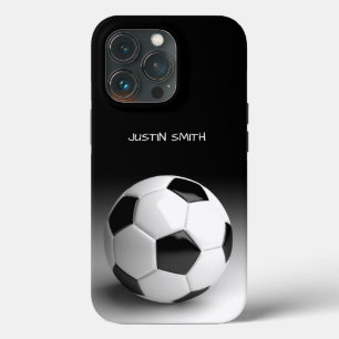 サッカーボールパーソナライズされた電話ケース黒 iPhone 13 PROケース