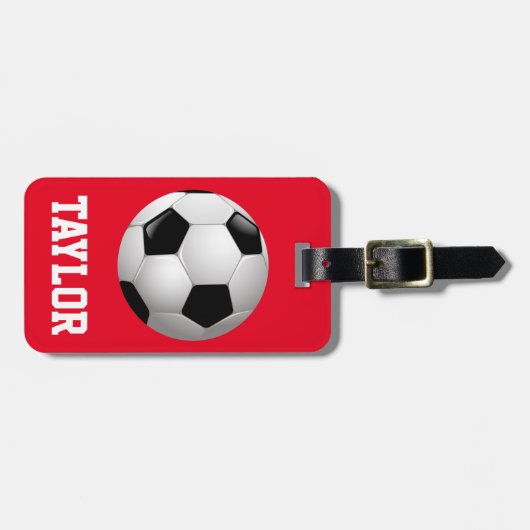 サッカーボールパーソナライズされた ラゲッジタグ (正面横)