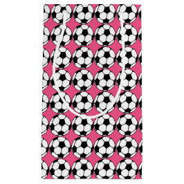 サッカーボールピンクガール誕生日パーティー スモールペーパーバッグ