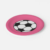 サッカーボールピンクガール誕生日パーティー ペーパープレート (アングル)