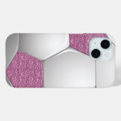 サッカーボールピンクグリッター効果 Case-Mate iPhoneケース (裏面 (横))