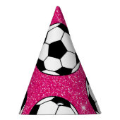 サッカーボールピンクフロストグリッタースポーツプレーヤーホワイト パーティーハット (右)