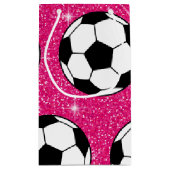 サッカーボールピンクフロストグリッタースポーツ選手,白 スモールペーパーバッグ (裏面)