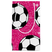 サッカーボールピンクフロストグリッタースポーツ選手,白 スモールペーパーバッグ (正面)
