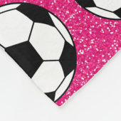 サッカーボールピンクフロストグリッタースポーツ選手,白 フリースブランケット (角)