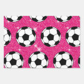 サッカーボールピンクフロストグリッタースポーツ選手,白 ラッピングペーパーシート (正面)