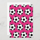 サッカーボールピンクフロストグリッタースポーツ選手，白 招待状 (正面/裏面)