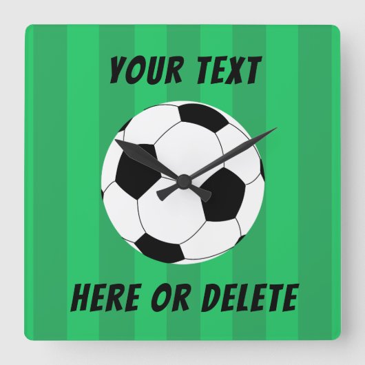 サッカーボールフィールドスポーツ スクエア壁時計 (正面)