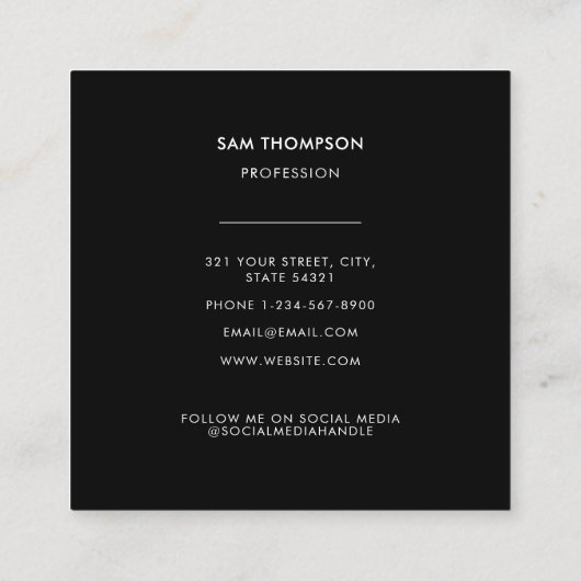 サッカーボールフットボールトレーナーコーチ スクエア名刺 (裏面)