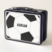 サッカーボールフットボールパーソナライズされたスクール メタルランチボックス (裏面)