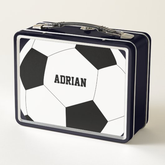 サッカーボールフットボールパーソナライズされたスクール メタルランチボックス (裏面)