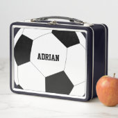 サッカーボールフットボールパーソナライズされたスクール メタルランチボックス (インサイチュ)
