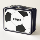 サッカーボールフットボールパーソナライズされたスクール メタルランチボックス (正面)