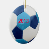 サッカーボールブルー セラミックオーナメント (右)