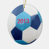 サッカーボールブルー セラミックオーナメント (左)