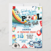 サッカーボールプール誕生日パーティー 招待状 (正面)