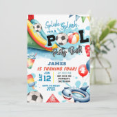 サッカーボールプール誕生日パーティー 招待状 (スタンド正面)