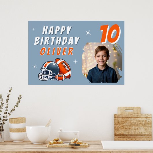 サッカーボールヘルメットカートゥーンフォトバースデーパーティー ポスター (キッチン)