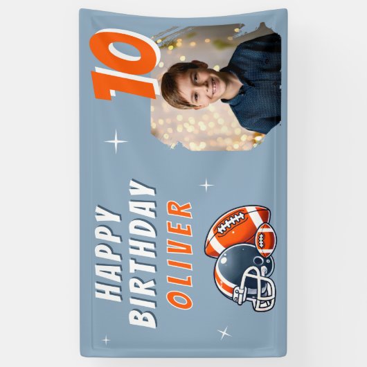 サッカーボールヘルメットカートゥーンフォトバースデーパーティー 横断幕 (縦)