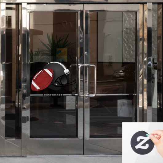 サッカーボールヘルメットデザイン窓貼り ウィンドウサイン (オフィスドア)