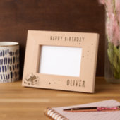 サッカーボールヘルメットハッピーバースデー写真 レーザー彫刻フレーム (左)