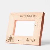 サッカーボールヘルメットハッピーバースデー写真 レーザー彫刻フレーム (左)