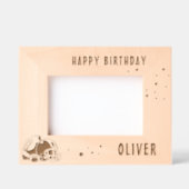 サッカーボールヘルメットハッピーバースデー写真 レーザー彫刻フレーム (正面)