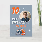 サッカーボールヘルメットマンガートフォト誕生日 カード (正面)