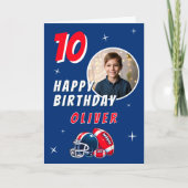 サッカーボールヘルメットマンガートフォト誕生日 カード (正面)