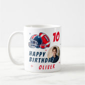サッカーボールヘルメットマンガートフォト誕生日 コーヒーマグカップ (左)