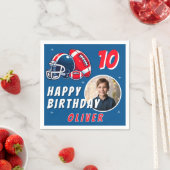 サッカーボールヘルメットマンガートフォト誕生日 スタンダードカクテルナプキン (インサイチュ)