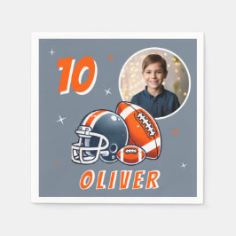 サッカーボールヘルメットマンガートフォト誕生日 スタンダードカクテルナプキン