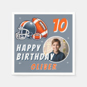 サッカーボールヘルメットマンガートフォト誕生日 スタンダードカクテルナプキン (正面)