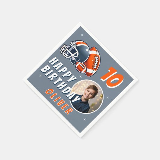 サッカーボールヘルメットマンガートフォト誕生日 スタンダードカクテルナプキン (角)