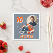 サッカーボールヘルメットマンガートフォト誕生日 スタンダードカクテルナプキン (インサイチュ)