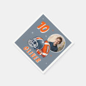 サッカーボールヘルメットマンガートフォト誕生日 スタンダードカクテルナプキン (角)