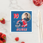 サッカーボールヘルメットマンガートフォト誕生日 スタンダードカクテルナプキン (インサイチュ)