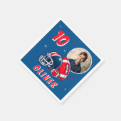 サッカーボールヘルメットマンガートフォト誕生日 スタンダードカクテルナプキン (角)