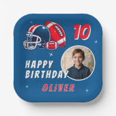 サッカーボールヘルメットマンガートフォト誕生日 ペーパープレート (正面)